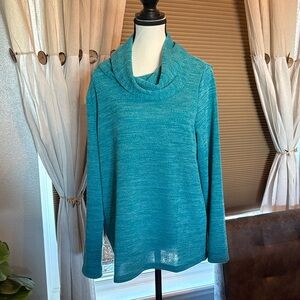 Teal Cowl Neck Sweater